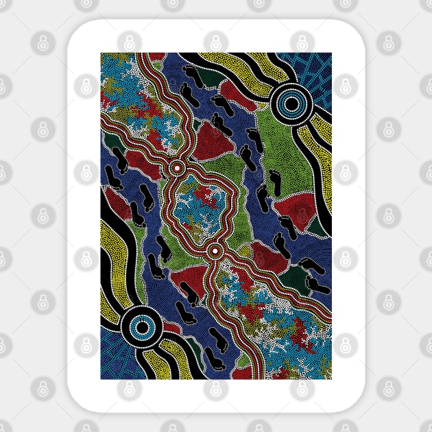 Aboriginal Art - Walking The Land 2 Sticker by hogartharts